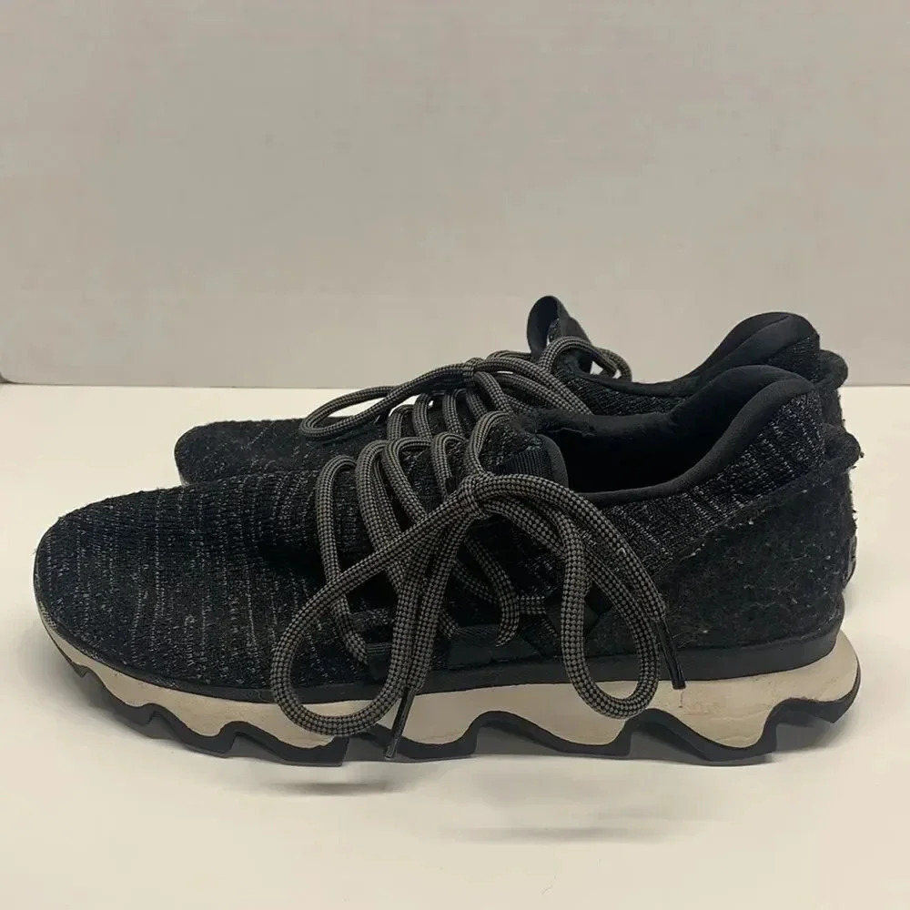 Sorel Kinetic Lace Up Low Top Knit Sneakers Running Shoe Black Women's 8 - Picture 2 of 10